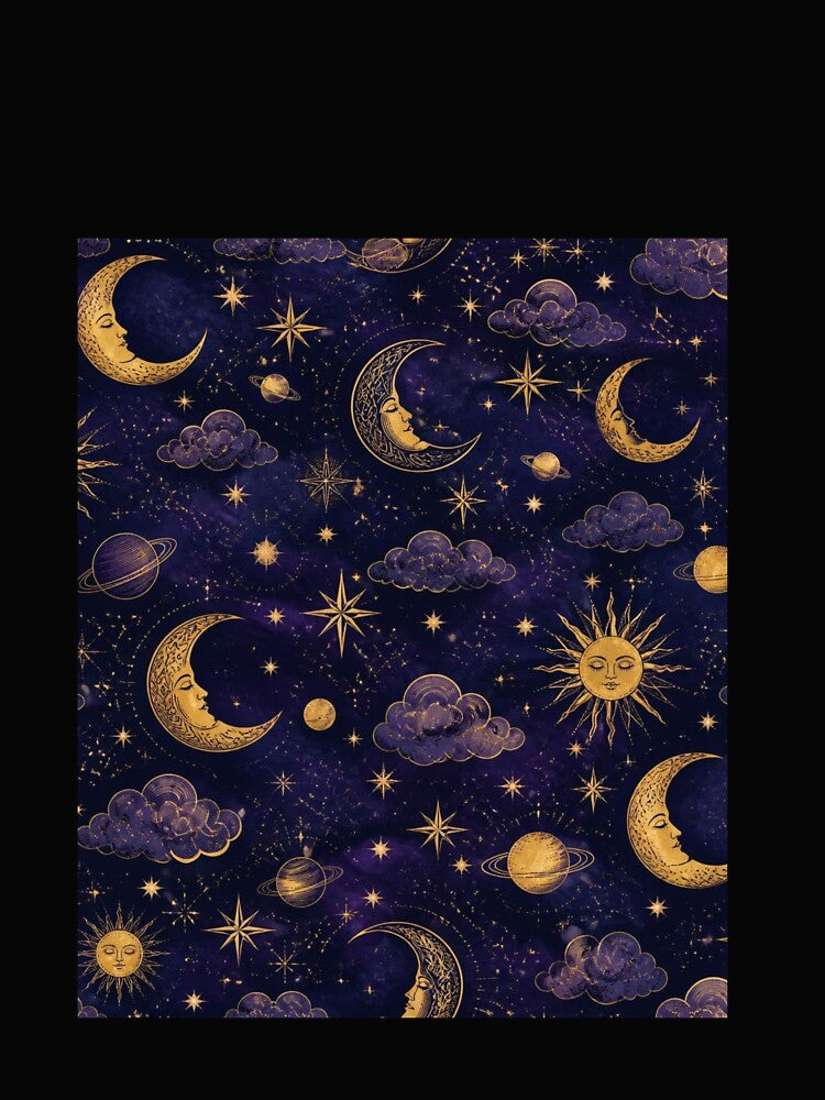 Celestial Moon & Stars Pattern | Mystical Night Sky by DesignsByTaara
