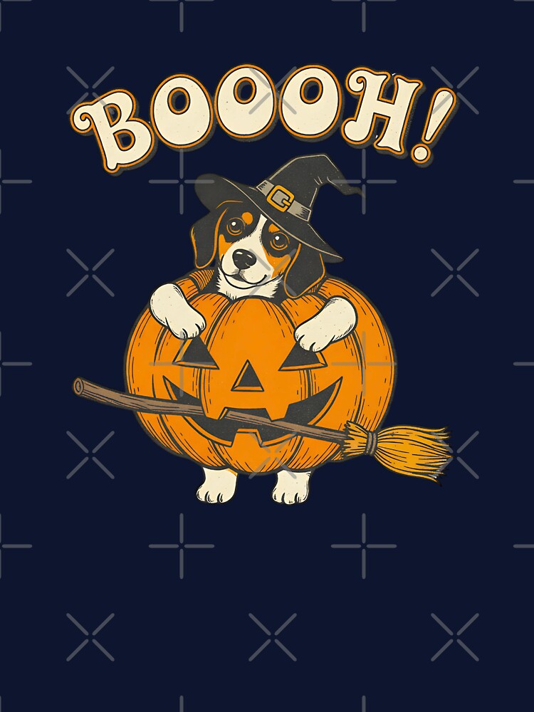 A CUTE DOG DRESSED AS A VINTAGE HALLOWEEN PUMPKIN by infinitearte