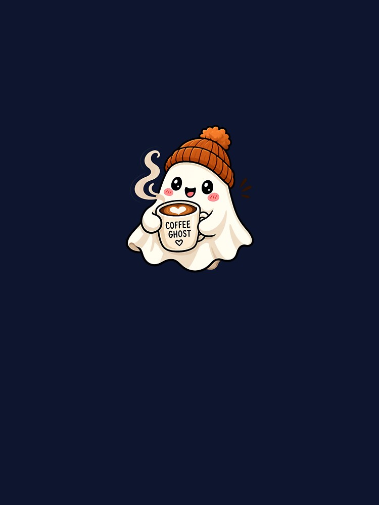 Cute Coffee Ghost Sticker | Cozy Kawaii Ghost with Latte & Beanie by Ricomin