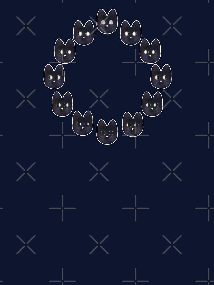 Black Cats Heads Moon Phases by Alllart