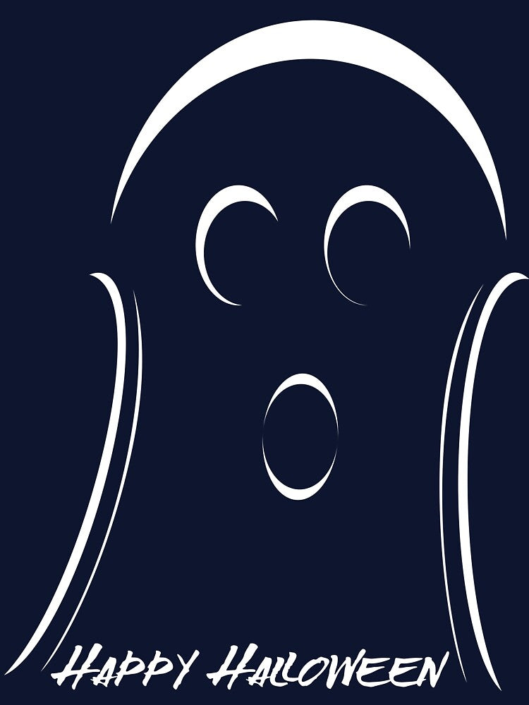 Cute Ghost with Spooky Happy Halloween Message by Risa-C