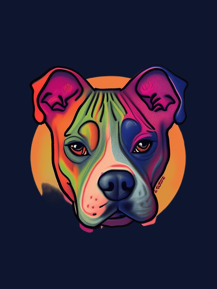 Retro Sunset Colorful Pit Bull by Alex-JuJu