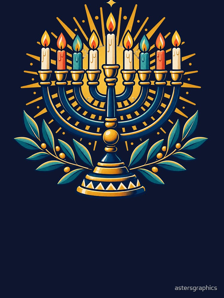 Hanukkah Menorah Gift – Retro Festival of Lights Design by astersgraphics