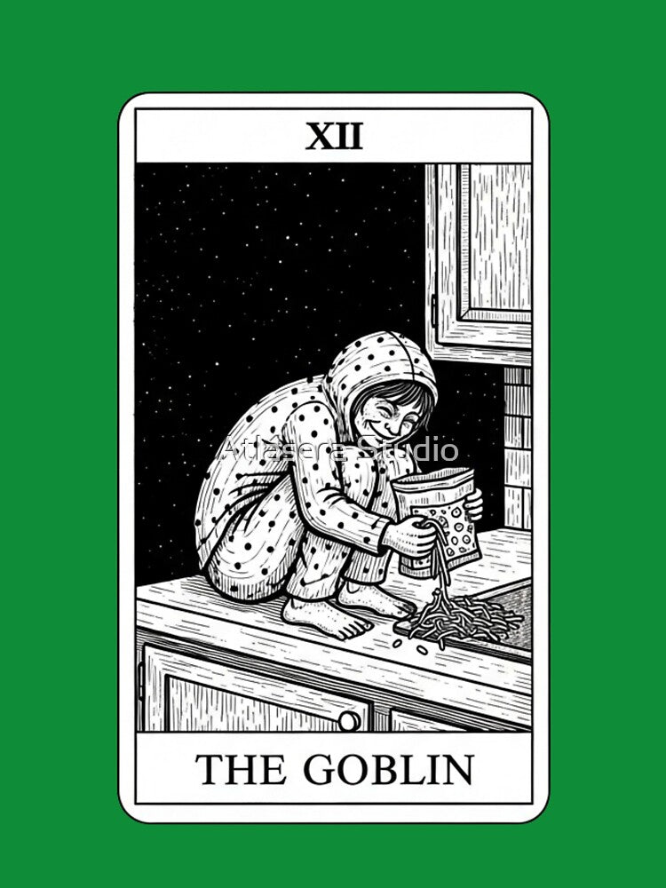 The Goblin - Funny Midnight Snack Tarot Card T-Shirt by Atlasera Studio