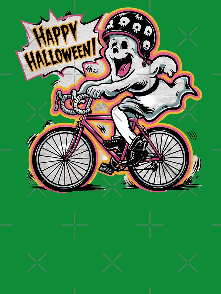Happy Ghost Riding Bicycle Halloween by Sturdust