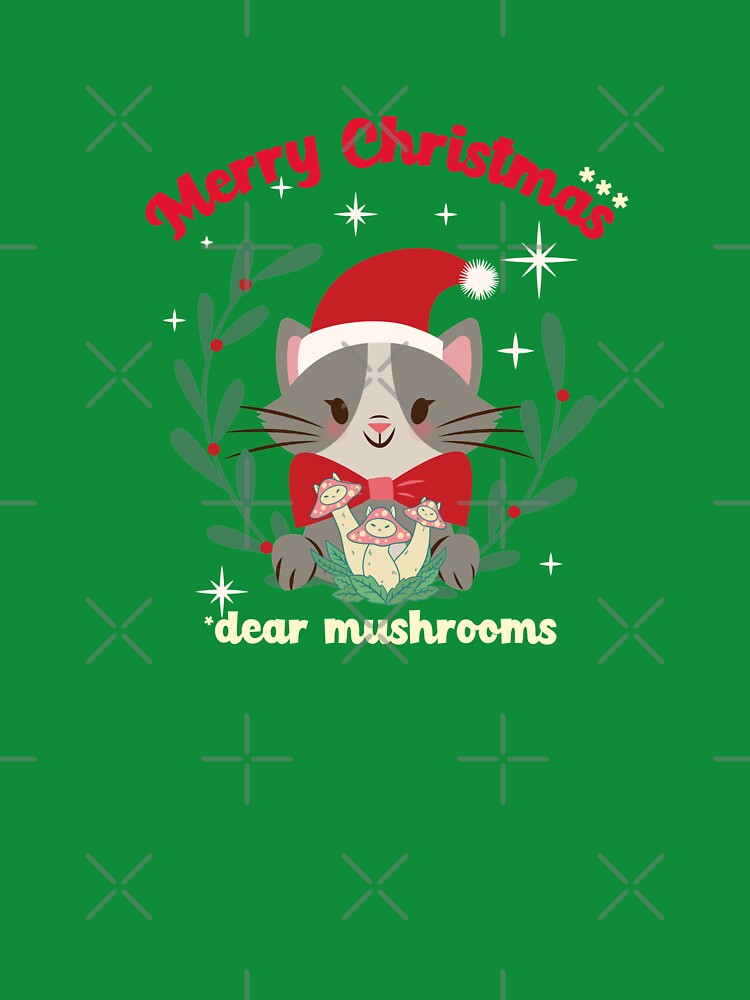 Merry Christmas dear mushrooms cat, Christmas tree decoration, lovely christmas tee, lovely mushroom tee, for mushroom hunters, cat lovers by MushroomHunters