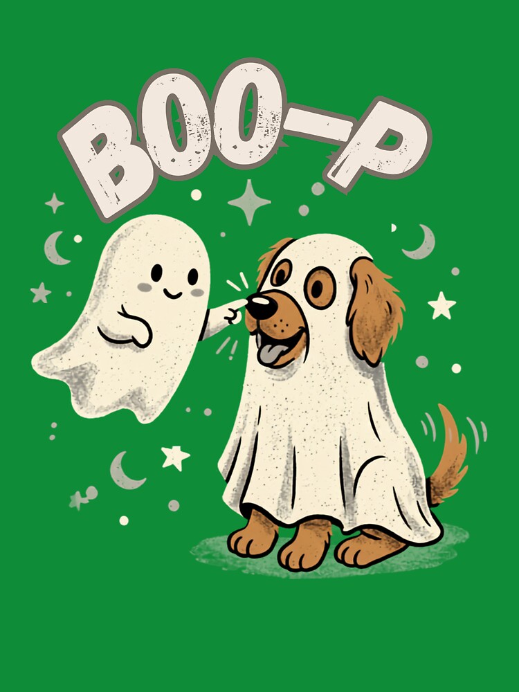 Cute Ghost and Dog Boo-p Funny Halloween by VibeTherapyArt
