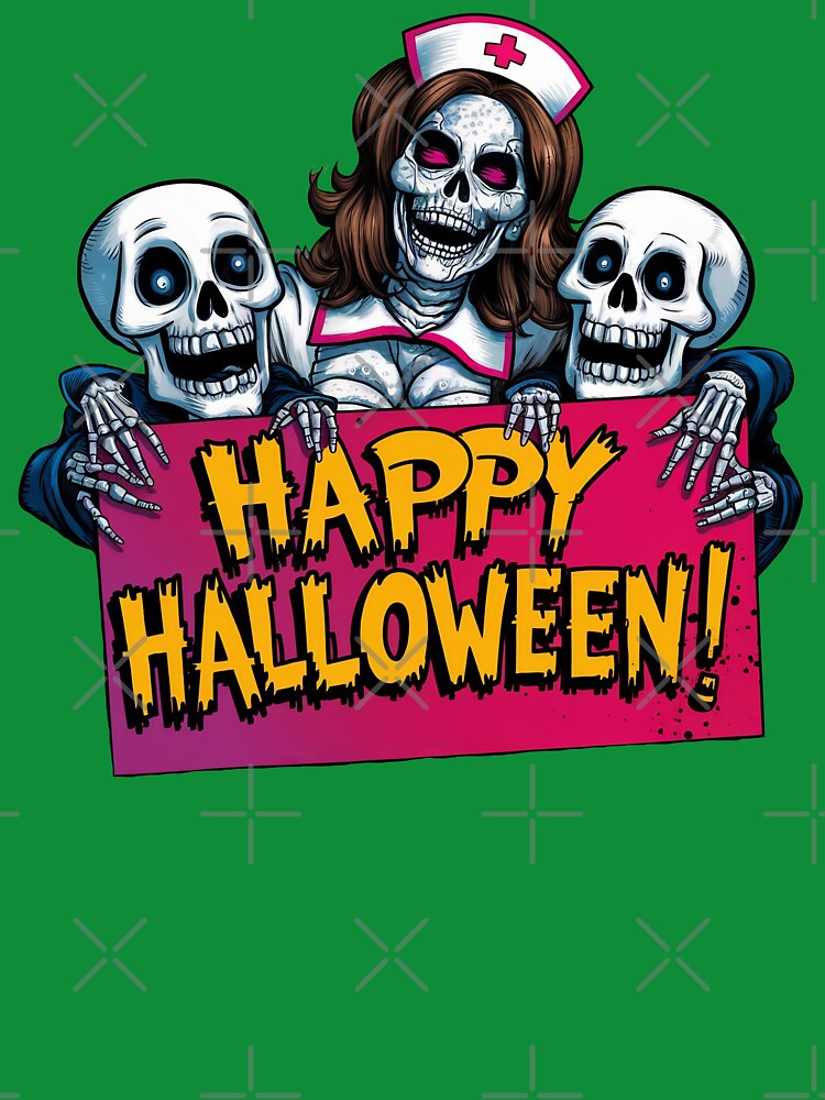 Undead Zombie Nurse Spooky Skulls Happy Halloween by Sturdust