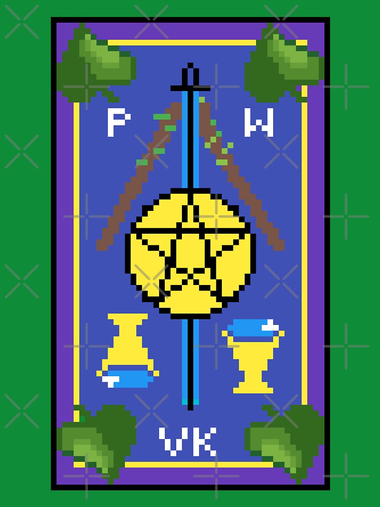 Wait, is this pixel art tarot? Green - Back Card (Design for T-shirt, stickers and other accessories) by Pixel Waite