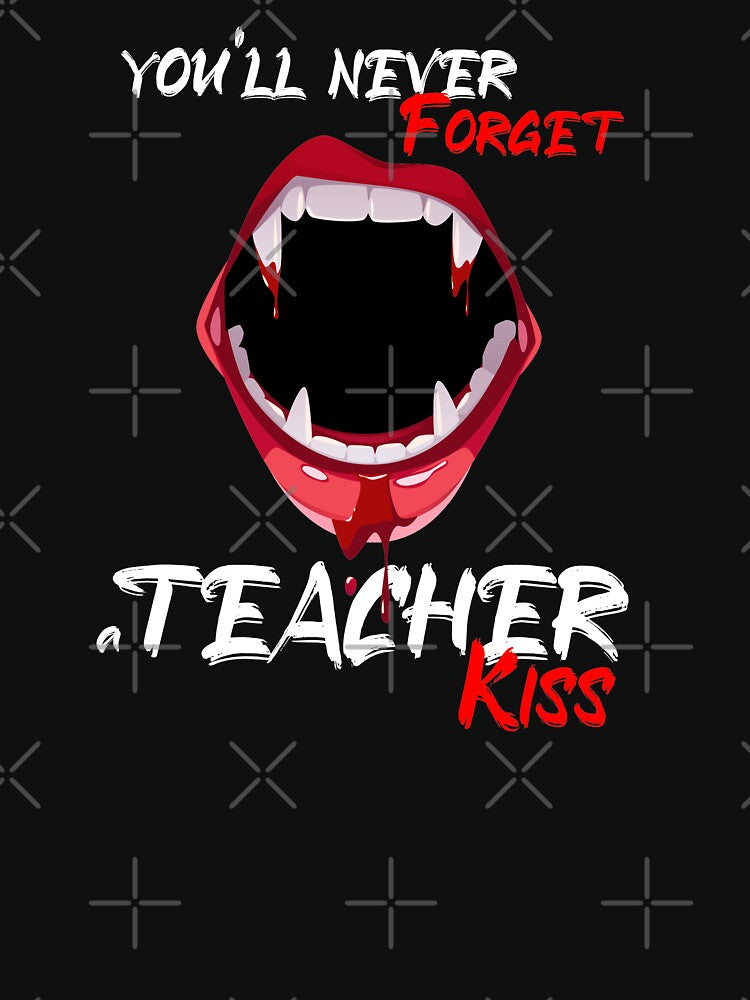 Spooky Sexy teacher Vampire Mouth Blood Fangs Teeth Bright Red Lips for Halloween by Red Line