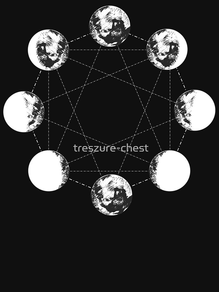 Hexagonal Moon Phases Drawing by treszure-chest