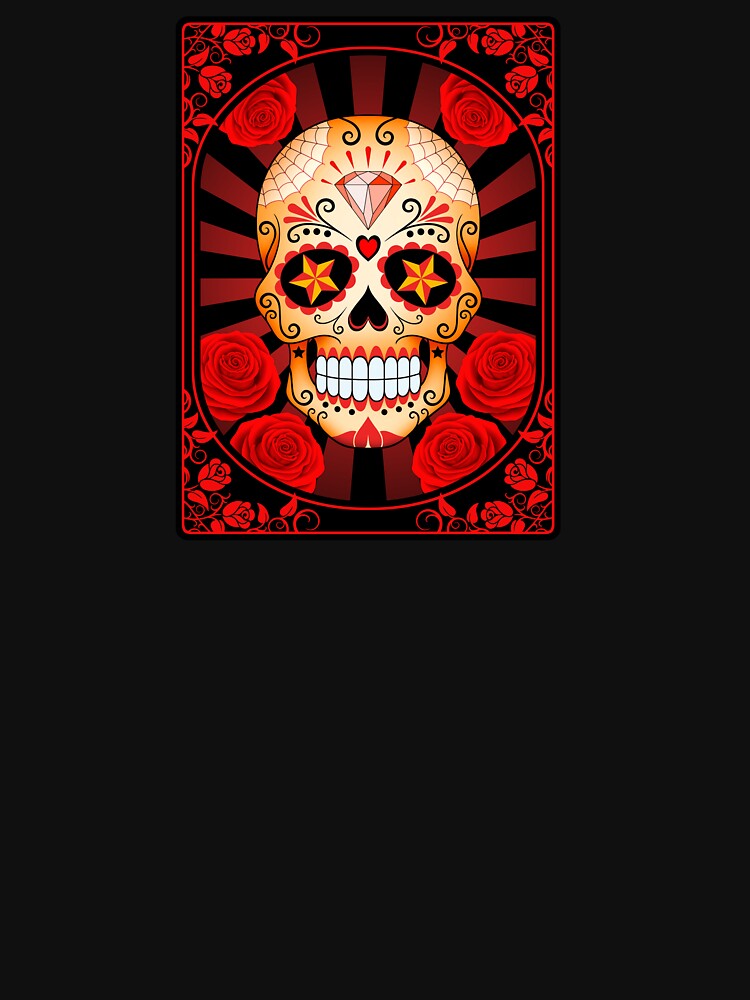 Red Sugar Skull with Roses by JeffBartels