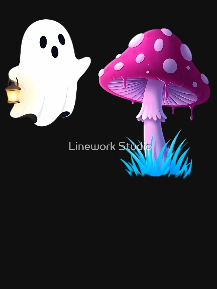 Spooky Ghost and Magic Mushroom by Linework Studio