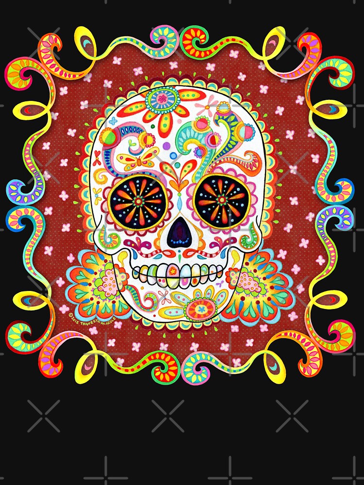 Colorful Day of the Dead Sugar Skull Shirt by Thaneeya McArdle