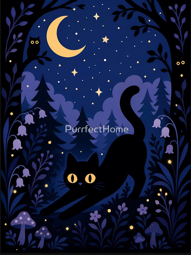 Black Cat In Summer Night by PurrfectHome