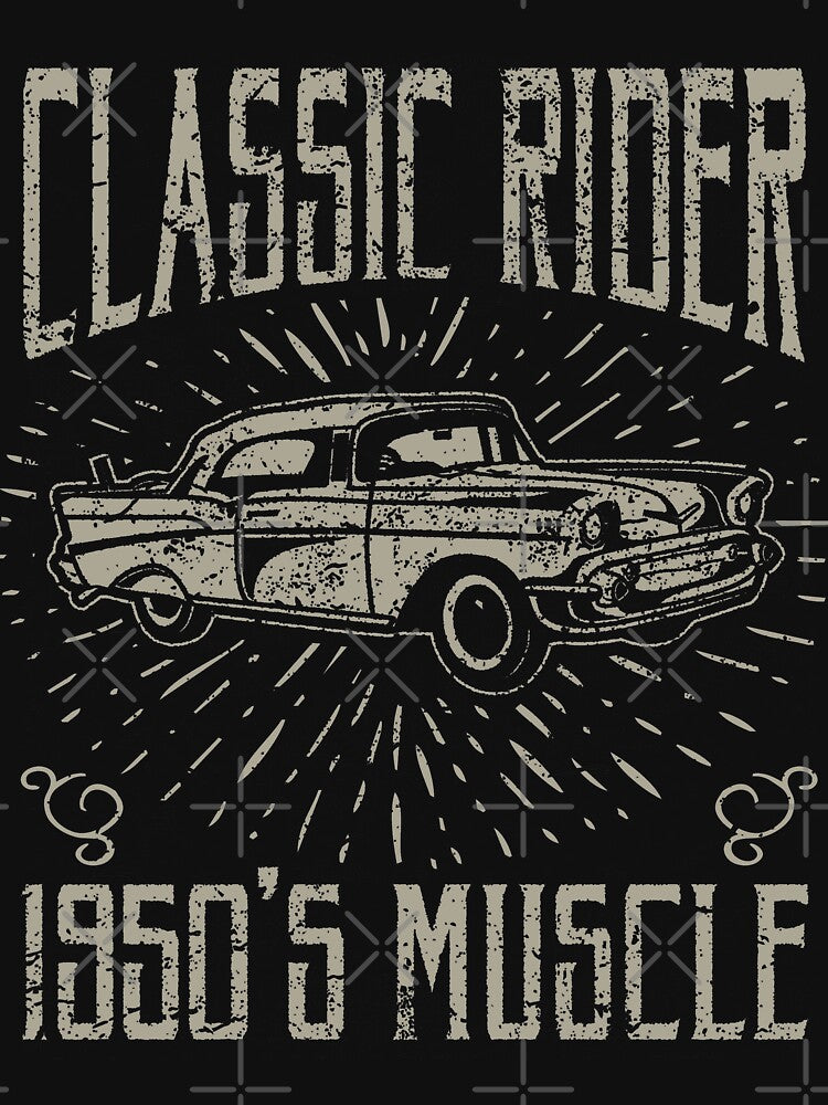 1950s Muscle Car Retro Vintage Distressed Design by JakeRhodes