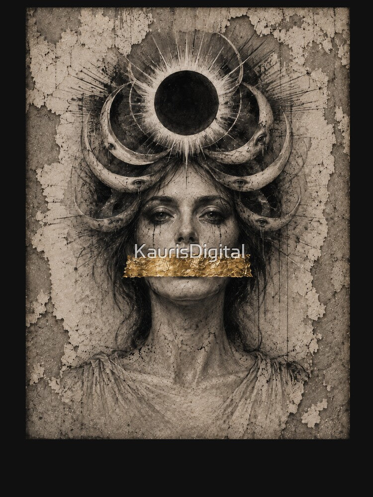 The Eclipse Priestess Dark Celestial Woman by KaurisDigital