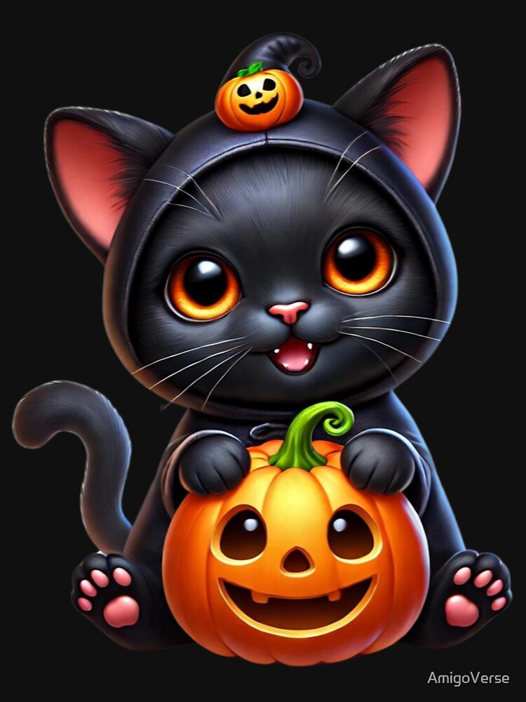 The Mystical Black Cat and His Magic Pumpkin by AmigoVerse
