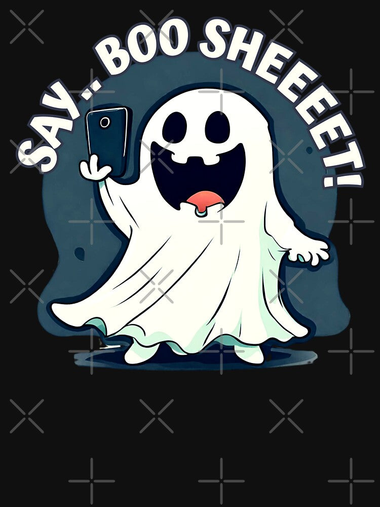 Cute Funny Ghost Cell Phone Meme Boo Sheet by theflandonian