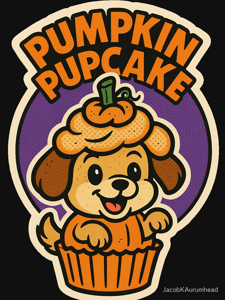 Retro Halloween Pets – Cute Halloween Dog Pumpkin Pupcake Comic Art by JacobKAurumhead