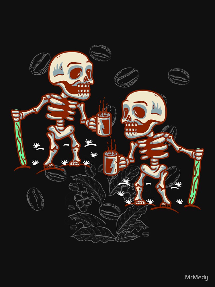 Skeleton With Smiling Skull Drinking Coffee by MrMedy