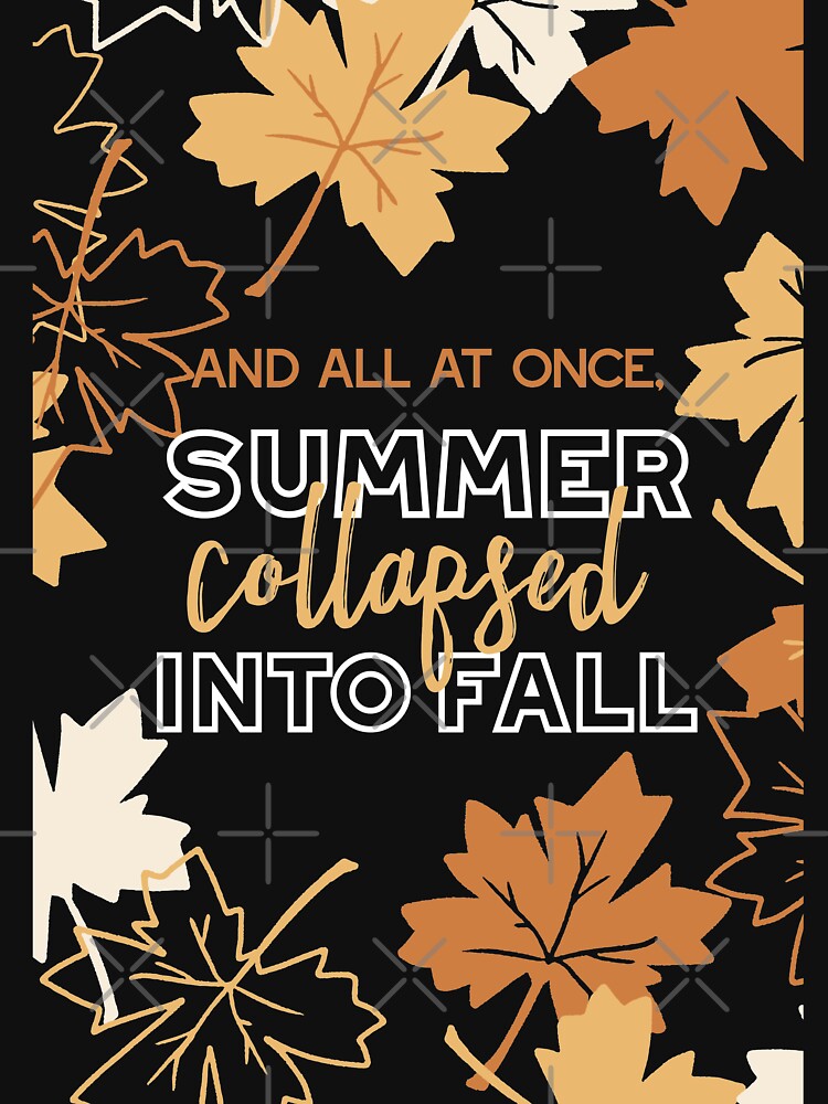 Golden Brown Autumn Maple Leaves Quotes & Pattern Dark Ver II by FlinArt