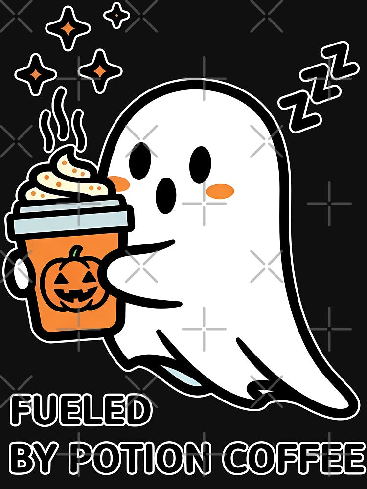 Fueled by Potion Coffee – Cute Halloween Ghost by InkoraLab