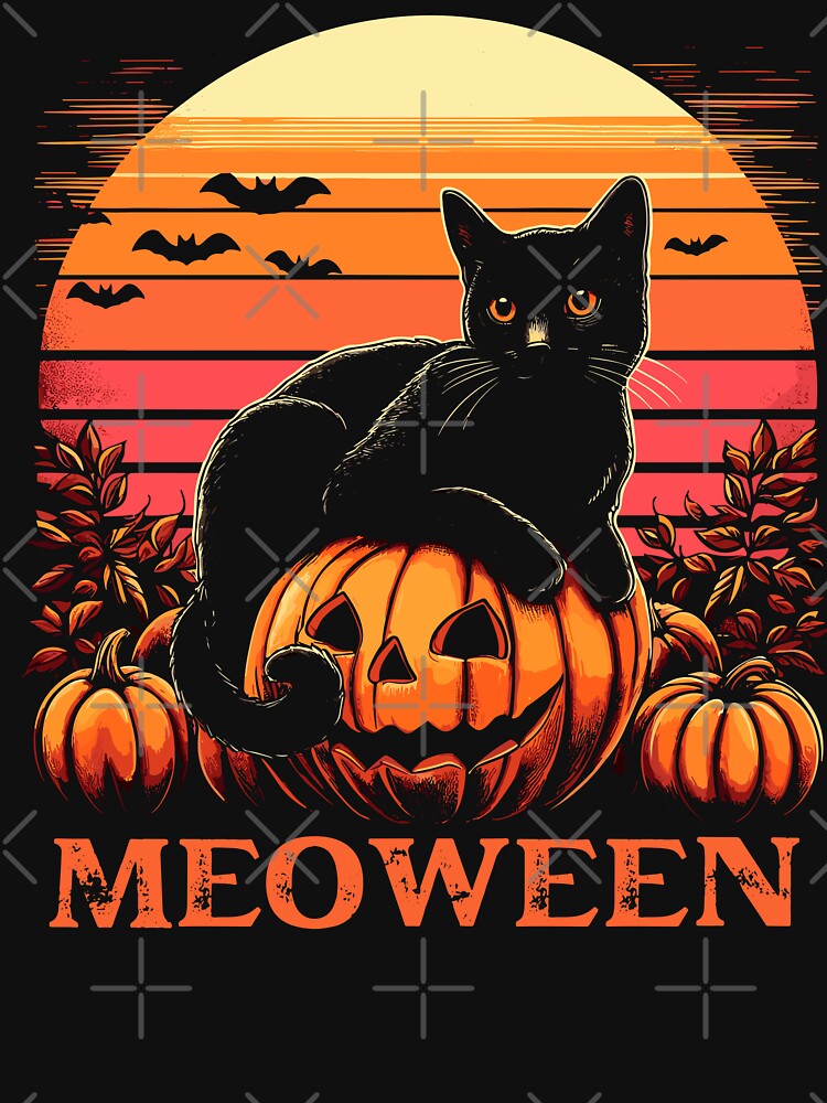 Meoween Black Cat Halloween Pumpkin Design by Quirky Shirts