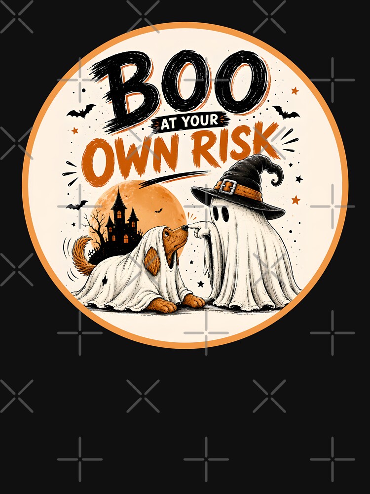 Boo at Your Own Risk – Halloween Ghost Dog by ArtDzignsZA