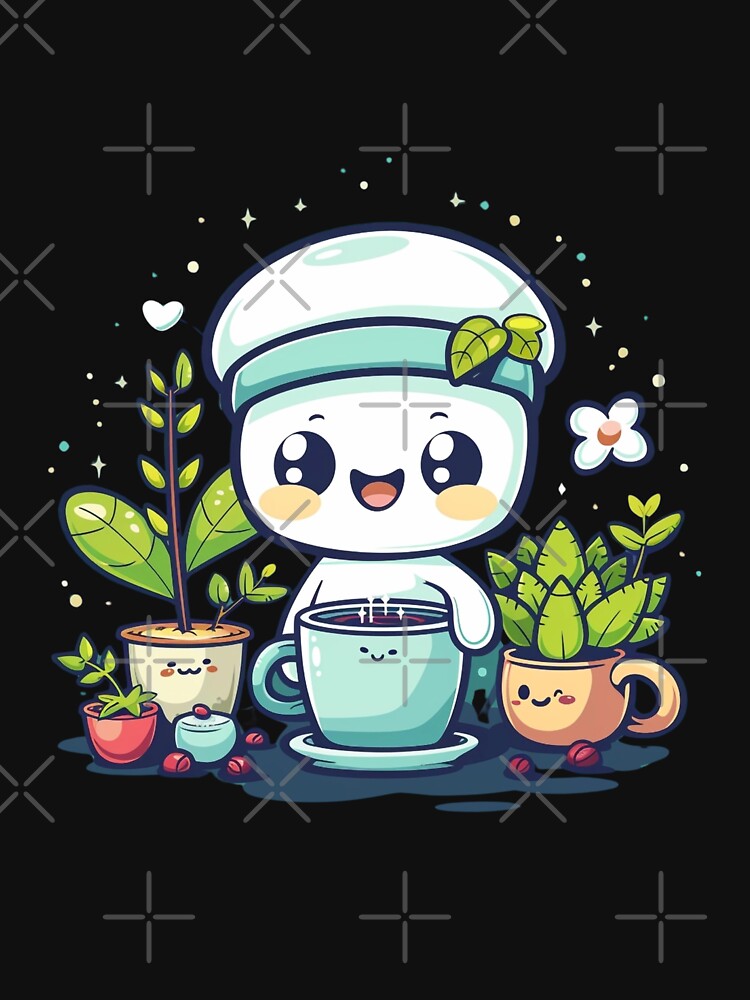 Little ghost with coffee and plants by DreamVibeShirt