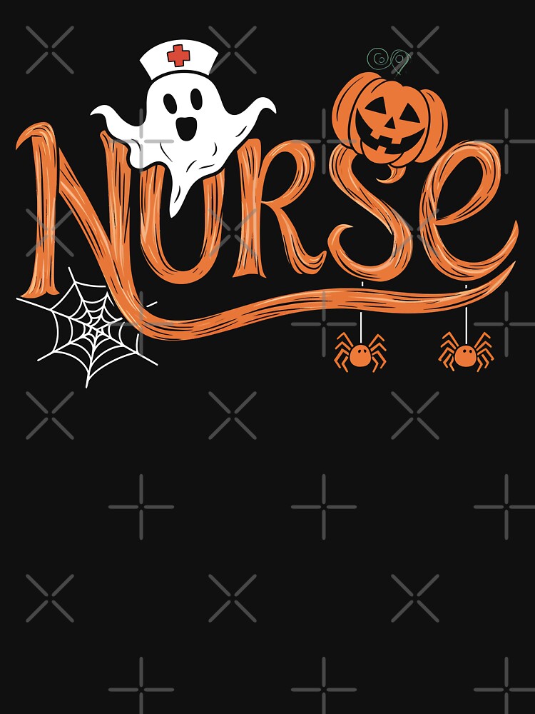 Nurse Halloween Cute Ghost and Pumpkin by Quirky Shirts