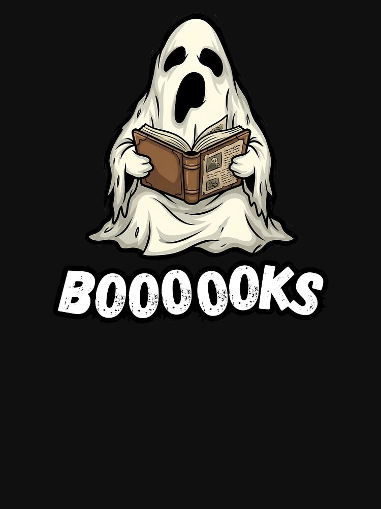 Booooooks Spooky Halloween Ghost Reading Bookworm by Jacob Zubek