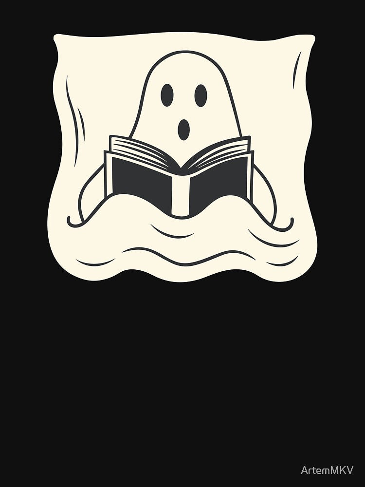 Ghost reading horror book in bed by ArtemMKV