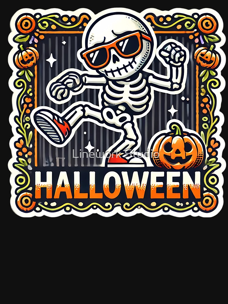 Dancing Skeleton Halloween Vibes. by Linework Studio