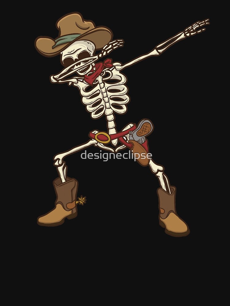 Dabbing Skeleton Cowboy Halloween by designeclipse