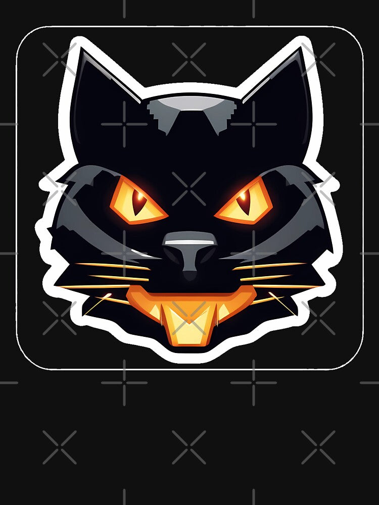 Pixelated Black Cat: Blocky Sticker Print by cabana.space