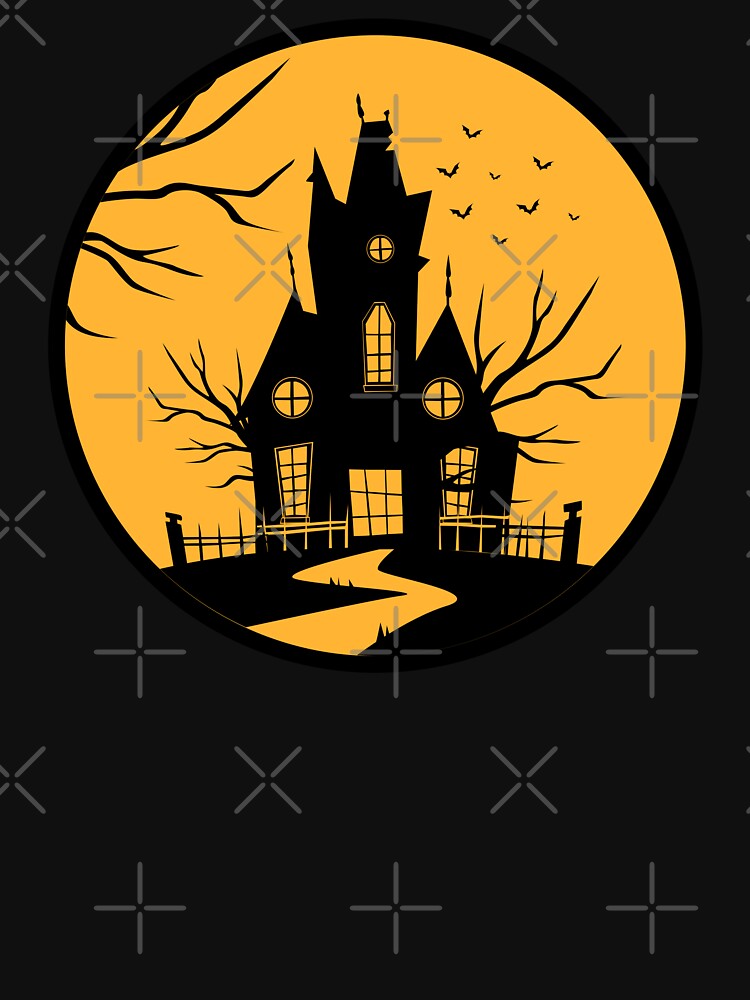 Round Halloween Silhouette Haunted House - Yellow by ResuWreck