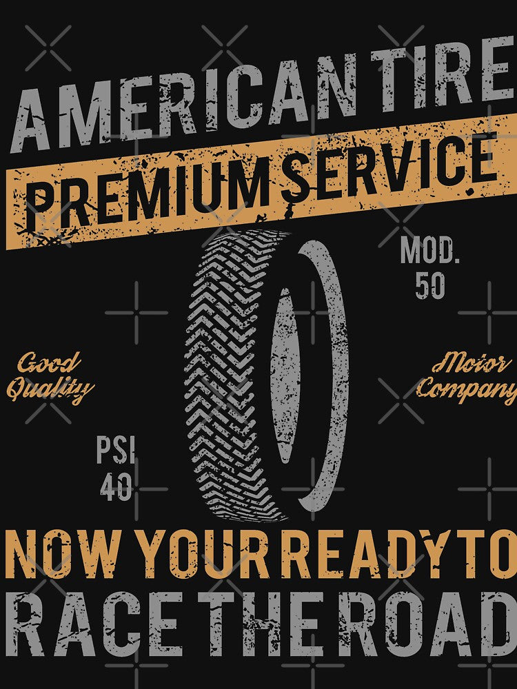 American Tires Retro Vintage Distressed Advertisement Design by JakeRhodes