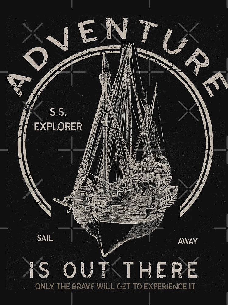 Adventure Ship Retro Vintage Distressed Adventure Design by JakeRhodes