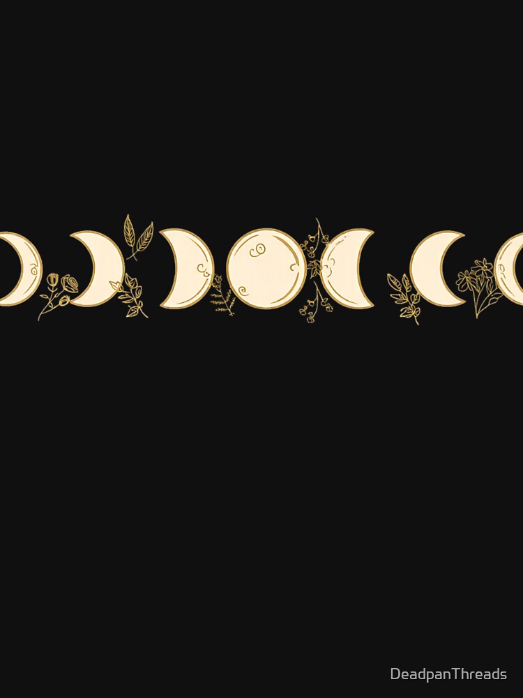 Golden Moon Phases Leaves Floral by DeadpanThreads