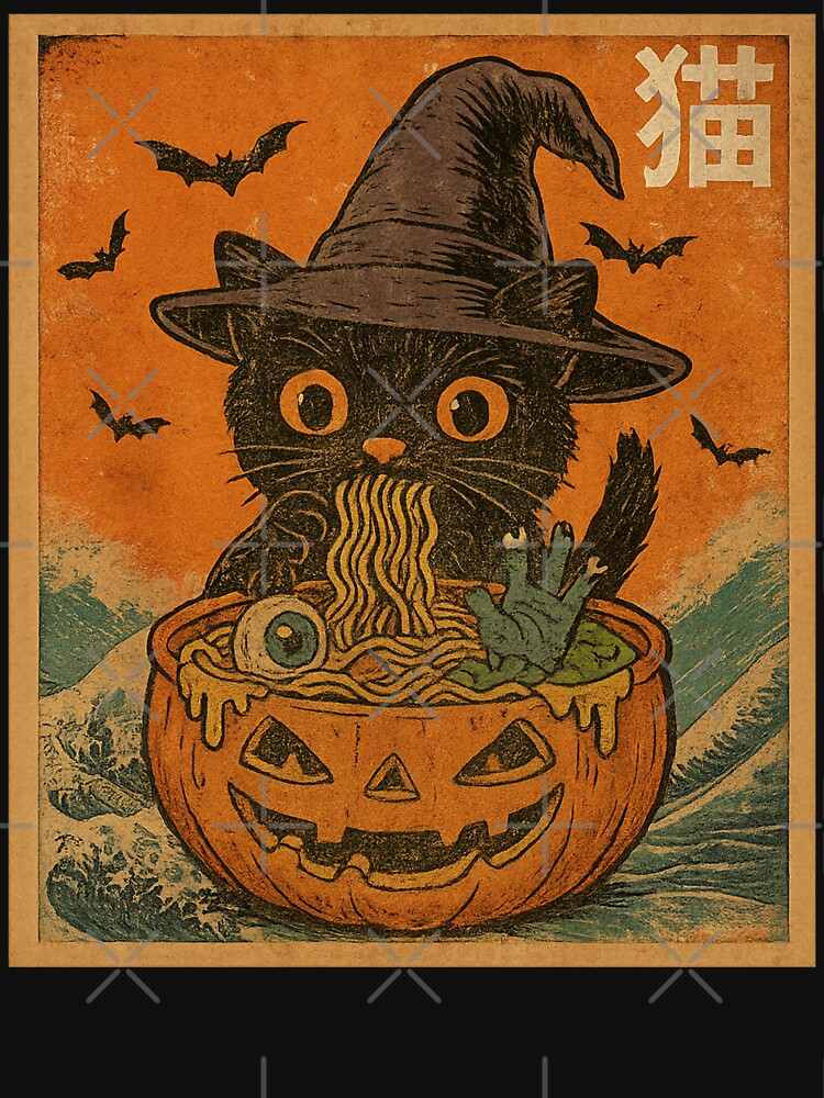 Black Cat Ramen Japanese Halloween by will freed18