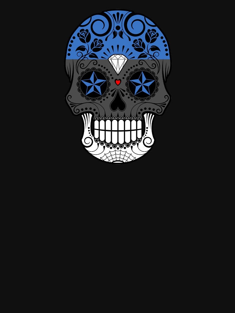 Sugar Skull with Roses and Flag of Estonia by JeffBartels