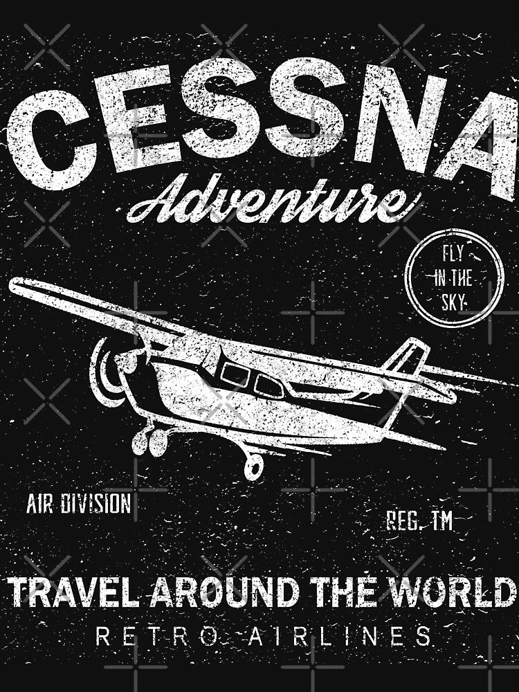 Cessna Retro Vintage Distressed Airplane Design by JakeRhodes