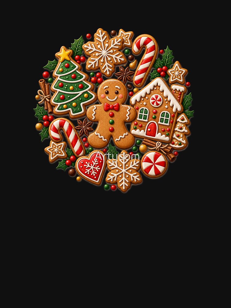 Vintage Bakery Christmas Holiday Festive Gift - Cozy Christmas Gingerbread Man Cookie Collection by Artycom
