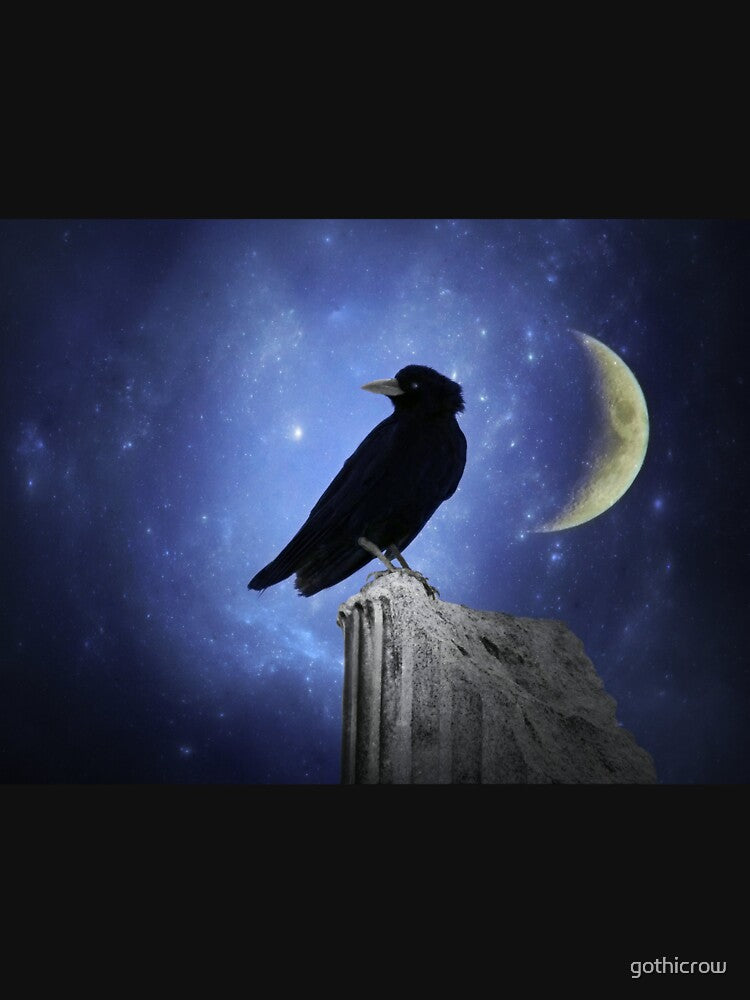 Crow And A Crescent Moon by gothicrow
