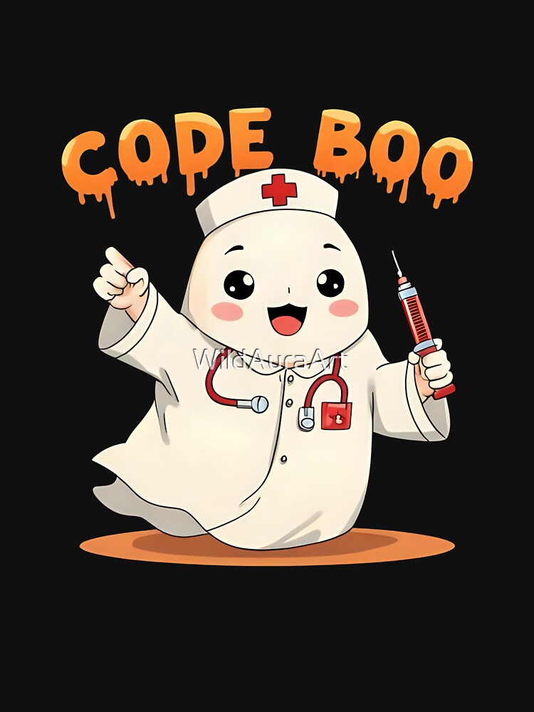 Code Boo Funny Ghost Nurse Matching Halloween Costume by WildAuraArt