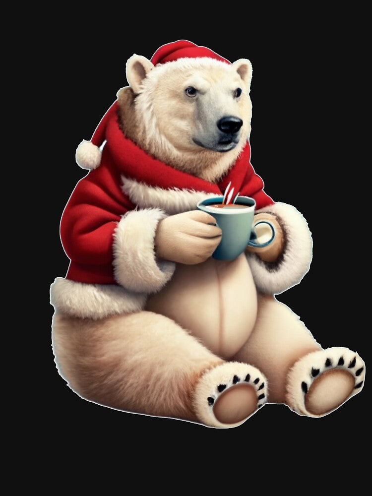 Santa Polar Bear With Hot Cocoa Gift for Christmas by Pawel Oska