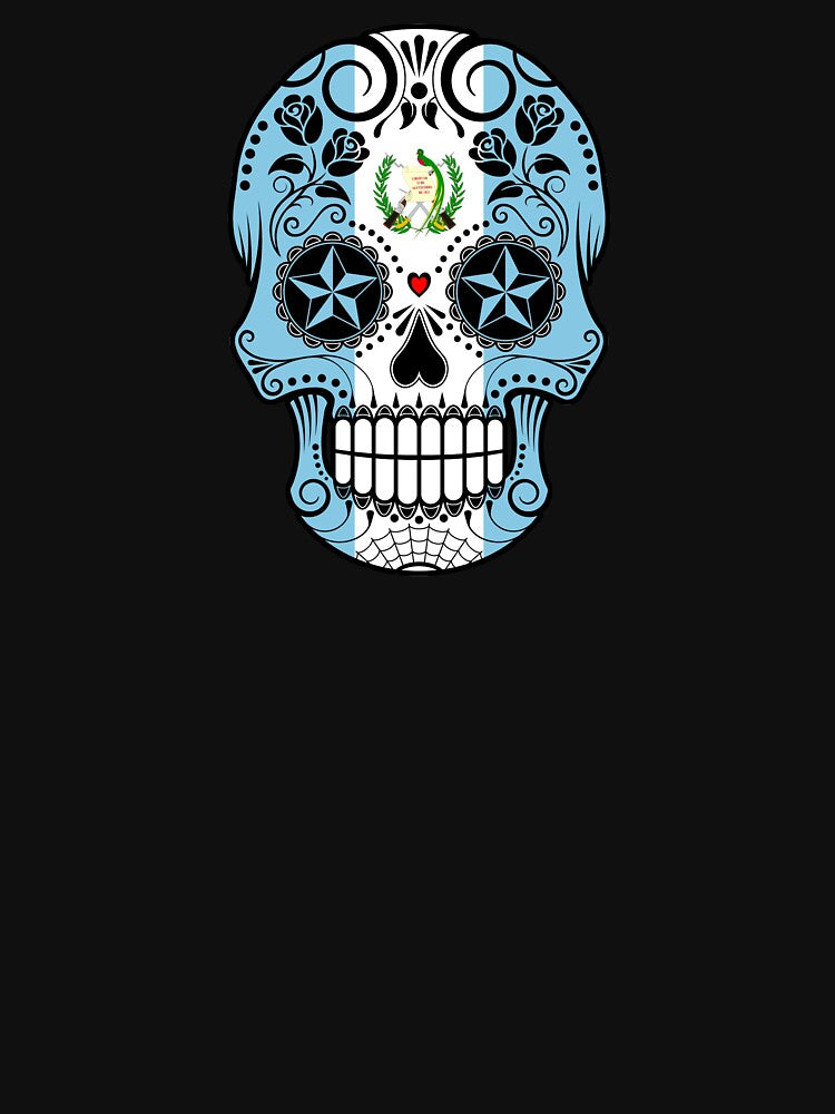 Sugar Skull with Roses and Flag of Guatemala by JeffBartels