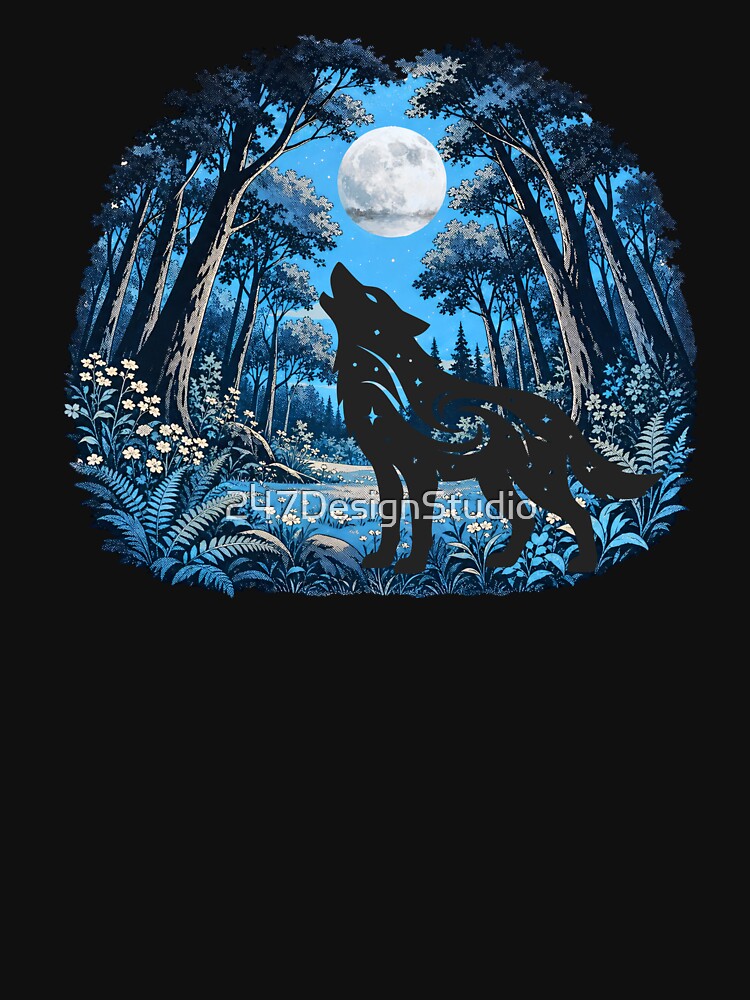 Coyote howling at moon by 247DesignStudio