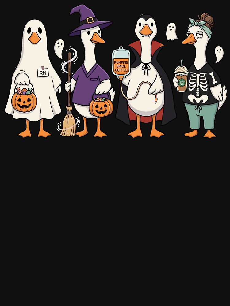Halloween Nurse Goose T-Shirt, Funny Spooky Nurse Gift, Cute Nursing Halloween Graphic Tee, Pumpkin Spice Healthcare Gift by julimarks